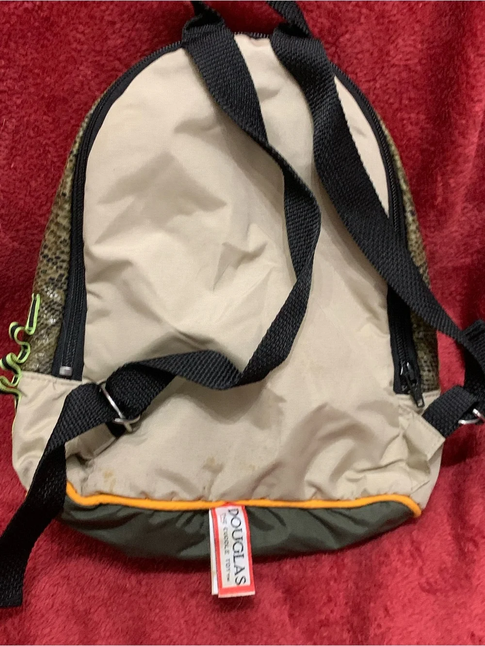 Kids Dinosaur Print Backpack - Cream & Green